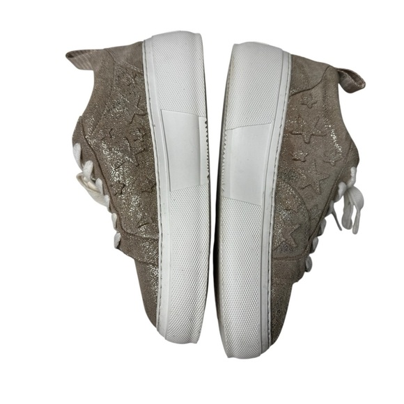 J/slides CoStarr Gold Platform Sneakers SZ 9 Celestial Star Shoes Glitter suede - Picture 9 of 11